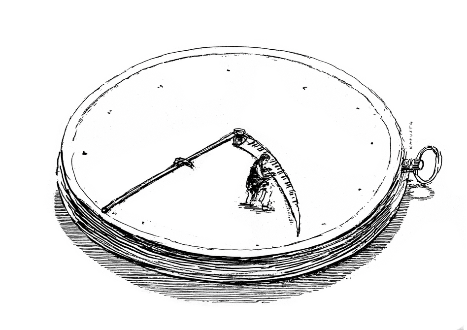 Jeden z pierwszych rysunków Janusza Kapusty opublikowanych w "Plusie Minusie"