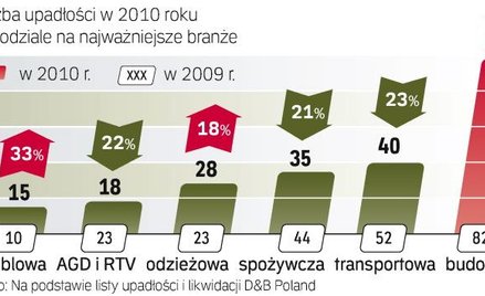W branży budowlanej w 2010 r. odnotowano 18-proc. wzrost upadłości rok do roku. Gorzej było tylko w 