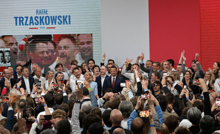 Politycy i sympatycy Koalicji Obywatelskiej na wieczorze wyborczym Rafała Trzaskowskiego
