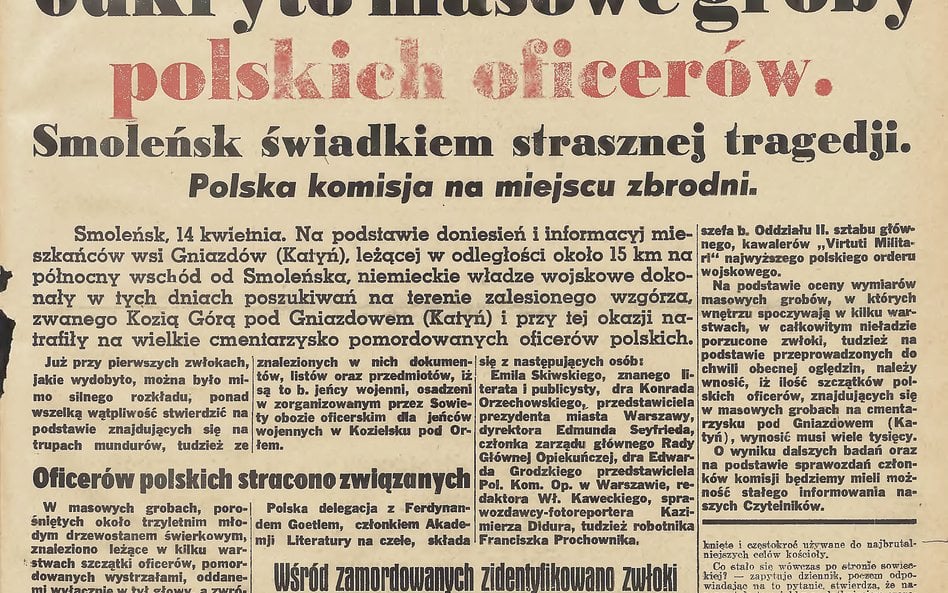 „Goniec Krakowski” z informacją o odnalezieniu grobów w Katyniu