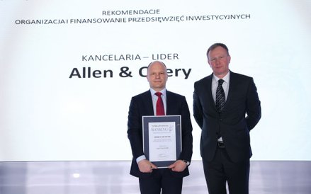 Nagroda dla kancelarii Allen & Overy - lider w dziedzinie organizacja i finansowanie przedsięwzięć i
