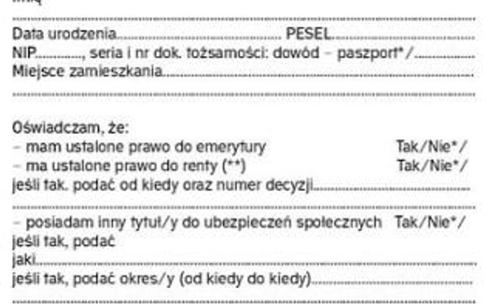 Informacja dla pracodawcy o innym tytule do ubezpieczeń