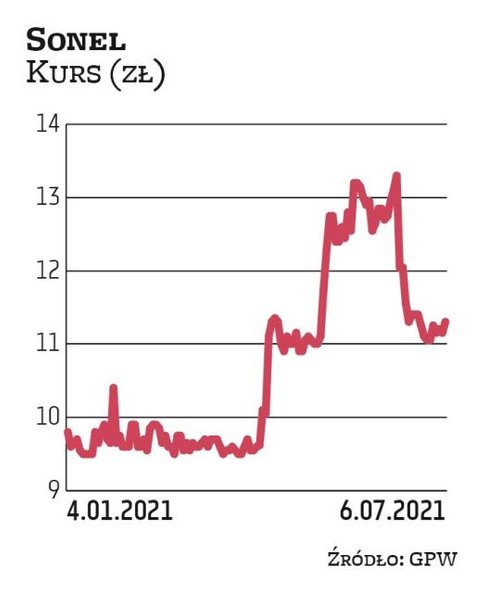 Sonel został wytypowany przez DM BDM. Na początku roku za akcję Sonela płacono niespełna 10 zł, a ob