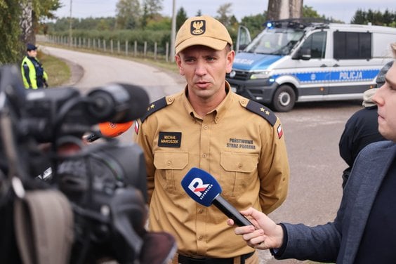 Oficer prasowy komendanta powiatowego Państwowej Straży Pożarnej w Grójcu mł. kpt. Michał Maroszek