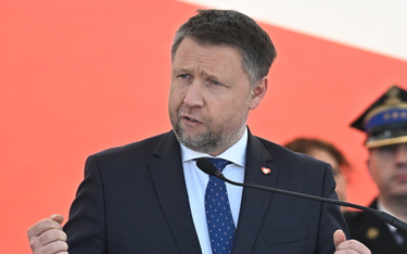 Minister spraw wewnętrznych i administracji Marcin Kierwiński podczas centralnych obchodów Dnia Stra