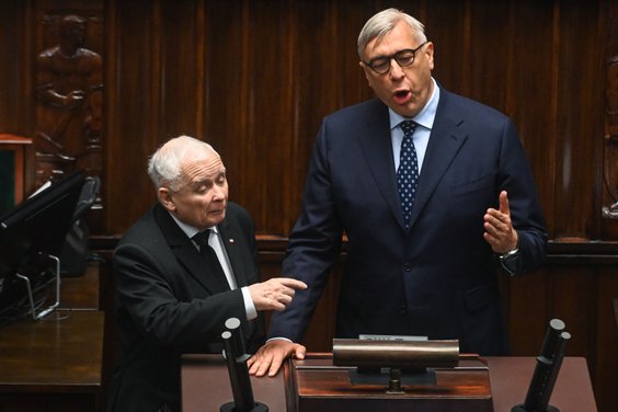 Prezes PiS Jarosław Kaczyński i poseł KO Roman Giertych
