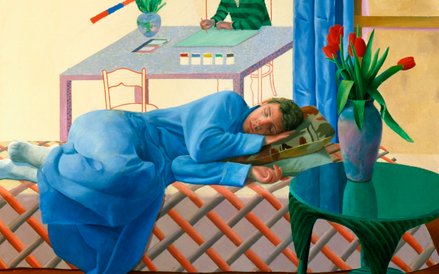 Model with Unfinished Self Portrait,1977 Private collection c/o Eykyn Maclean © David Hockney