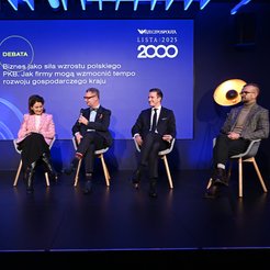 Uczestnicy debaty (od lewej): Marcin Piasecki, „Rzeczpospolita”, Beata Stelmach, prezes Totalizatora