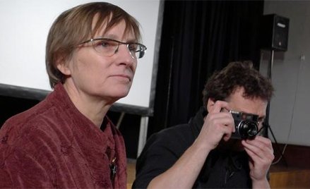 Dorota Kędzierzawska z Arthurem Reinhartem po projekcji "Innego świata" podczas spotkania ze światło