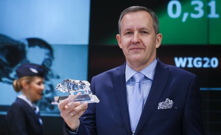 Grzegorz Polaniecki, podczas debiutu spółki Enter Air na głównym rynku warszawskiej Giełdy Papierów 