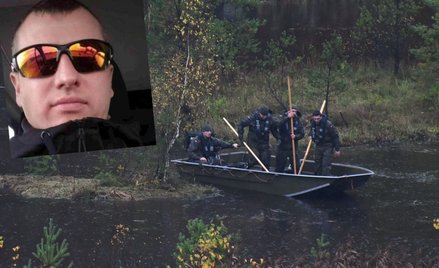 Funkcjonariusze służb w okolicach zbiornika wodnego Lepusz w otulinie Trójmiejskiego Parku Krajobraz