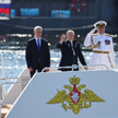 minister obrony Rosji Andriej Biełousow, prezydent Władimir Putin i głównodowodzący rosyjskiej maryn