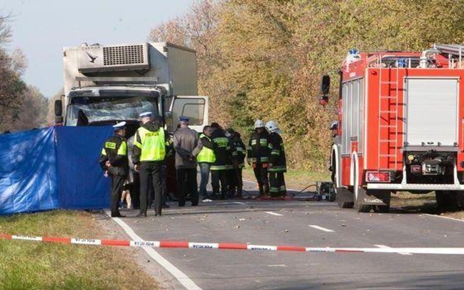 Miejsce wypadku pod Nowym Miastem nad Pilicą. Październik 2010 roku