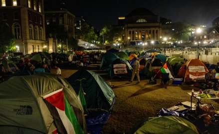 Miasteczko namiotowe na terenie Uniwersytetu Columbia