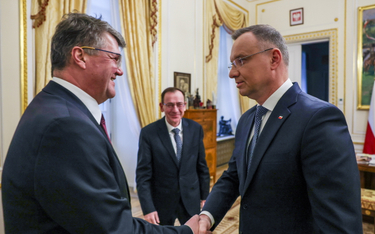 Prezydent Andrzej Duda, były szef MSWiA Mariusz Kamiński i jego zastępca Maciej Wąsik podczas spotka