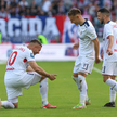 Piłkarze Górnika Zabrze - Lukas Podolski, Kamil Lukoszek i Dani Pacheco - cieszą się z gola podczas 