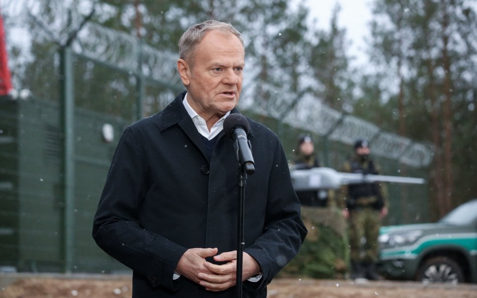 Donald Tusk na granicy Polski z Białorusią