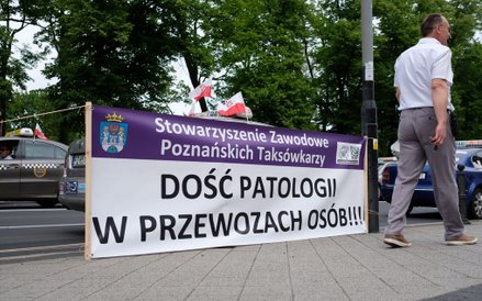 Protest taksówkarzy w Poznaniu