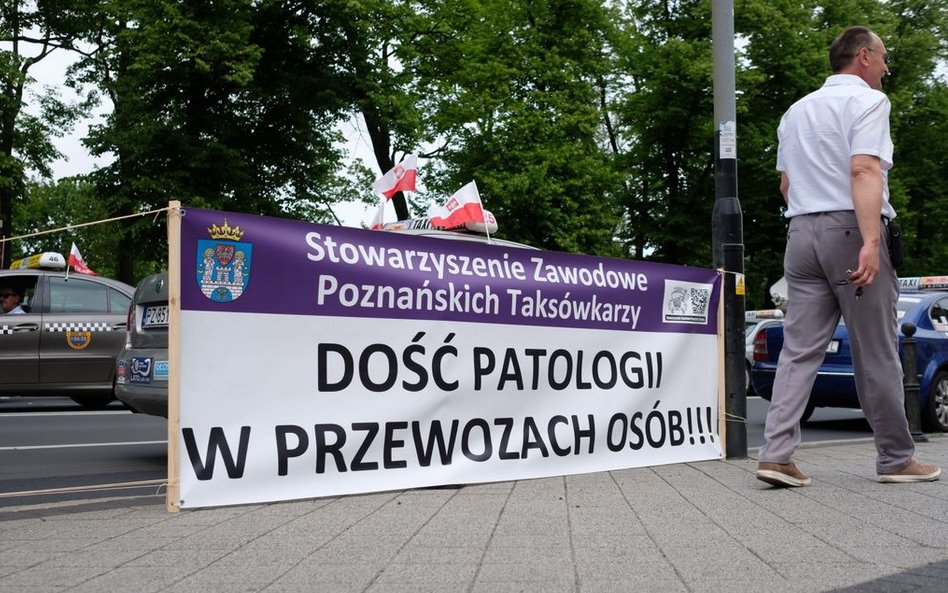 Protest taksówkarzy w Poznaniu