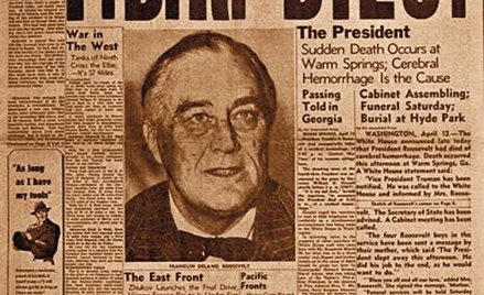 Gazeta „San Francisco Chronicle” donosi w dodatku nadzwyczajnym o śmierci prezydenta Roosevelta, 12 