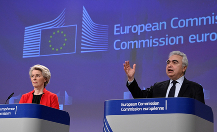 Ursula von der Leyen i Fatih Birol na konferencji prasowej w Brukseli