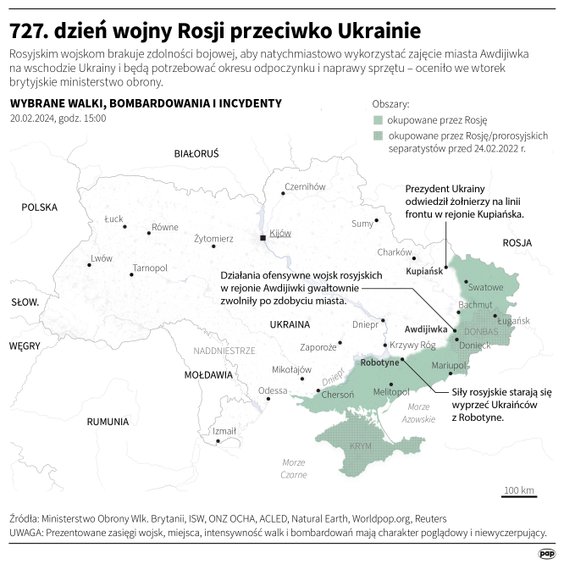 Tak wyglądała sytuacja na froncie na Ukrainie w 727. dniu wojny