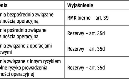 Tabela 1. Rezerwy a bierne RMK