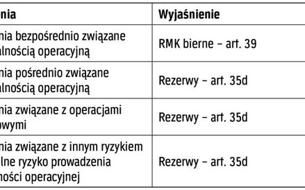 Tabela 1. Rezerwy a bierne RMK