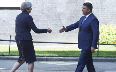 Premier Wielkiej Brytanii Theresa May i premier Ukrainy Wołodymyr Hrojsman