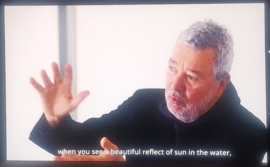 Philippe Starck, nagrodzony za całokształt twórczość, mówił do publiczności w Lublanie z ekranu
