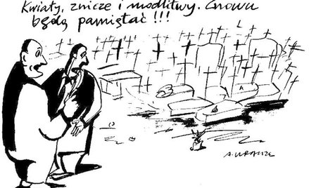 Komentarz rysunkowy. Kwiaty, znicze i modlitwy