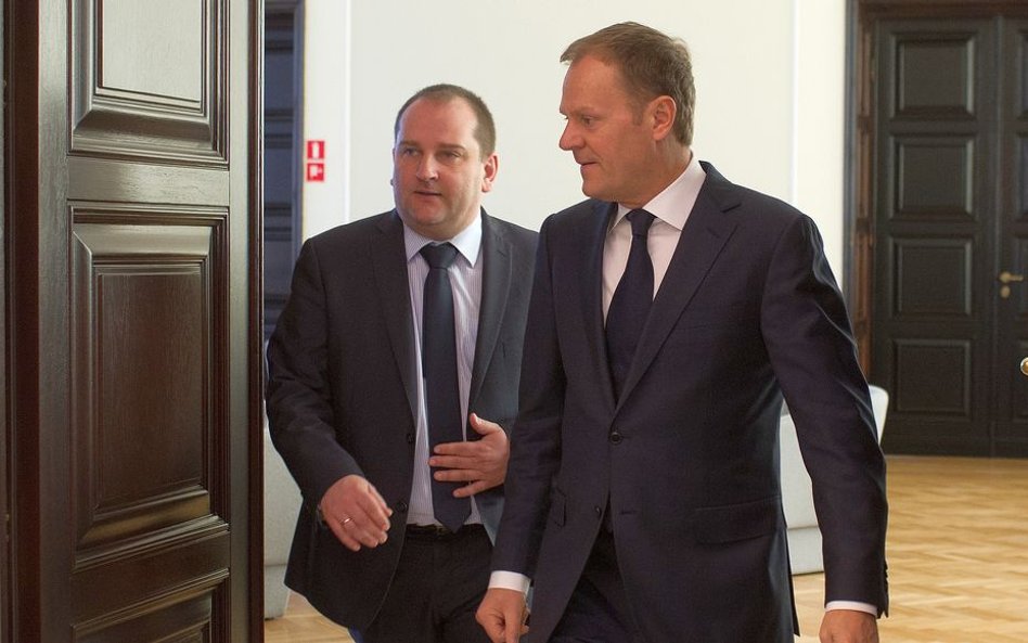 Tomasz Arabski i Donald Tusk w siedzibie KPRM, 2012 rok