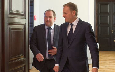 Tomasz Arabski i Donald Tusk w siedzibie KPRM, 2012 rok