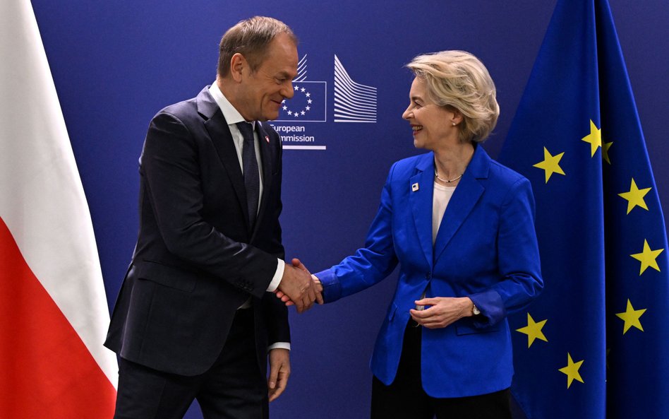 Premier Donald Tusk i przewodnicząca Komisji Europejskiej Ursula von der Leyen