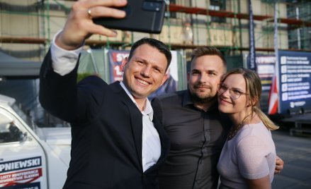 Zbigniew Mentzen z Konfederacji podczas kampanii wyborczej do Parlamentu Europejskiego