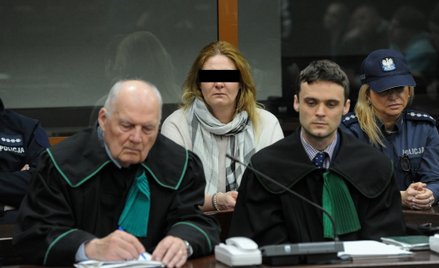Oskarżona Katarzyna R.  oraz jej adwokat Marcin Malinowski na sali Sądu Okręgowego w Słupsku