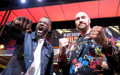 Deontay Wilder (z lewej) i Tyson Fury przed walką w Las Vegas