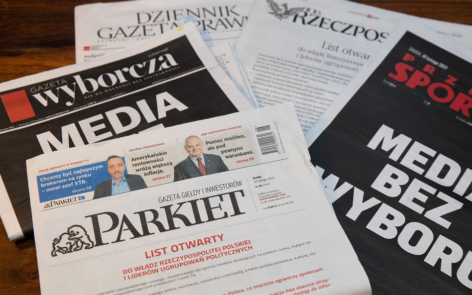 Środowe wydania Rzeczpospolitej, Dziennika Gazety Prawnej, Gazety Wyborczej, Parkietu i Przeglądu Sp