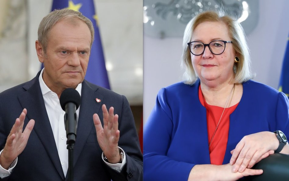 Premier Donald Tusk i Pierwsza Prezes Sądu Najwyższego Małgorzata Manowska