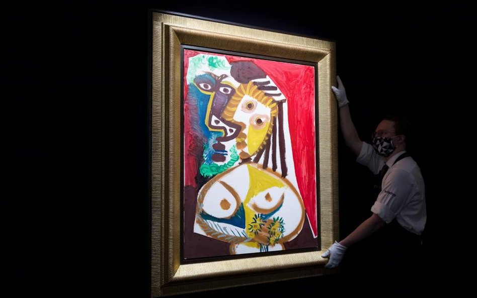 Pablo Picasso "Mężczyzna i kobieta z bukietem"