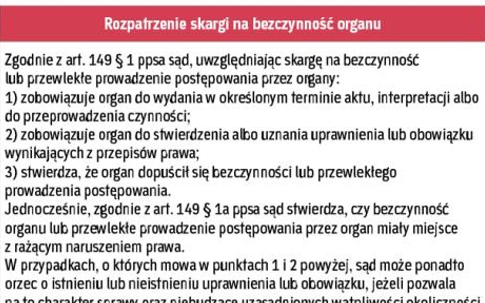 TABELA NR 2. Przebieg postępowania w sprawie ze skargi na bezczynność