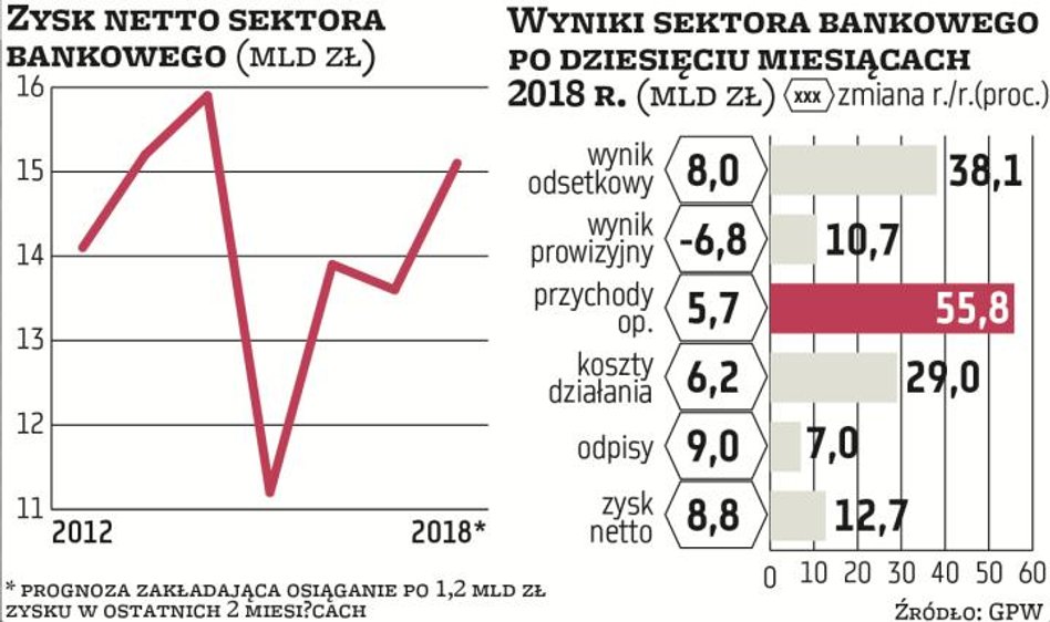 Po dziesięciu miesiącach sektor ma 12,7 mld zł zysku netto, o 8,8 proc. więcej niż rok temu (sam paź