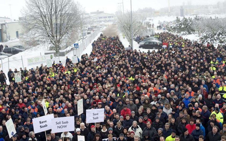 Największą fabryką Saaba w Trollhattan we Szwecji. Demonstracja ponad 3000 pracowników