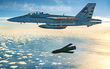 Doświadczalny zrzut pocisku LRASM z amerykańskiego Super Horneta. Fot./US Navy.