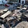 Zniszczone budynki w pobliżu szpitala Ahli Arab w centrum Strefy Gazy