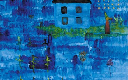 Po jej odejściu często stawał w nocy na podwórzu i cicho wymawiał jej imię, 2014, akwarela, grafit, 