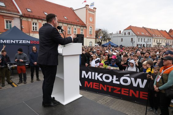 Wybory prezydenckie. Sławomir Mentzen, kandydat Konfederacji na spotkaniu z wyborcami w Mikołowie