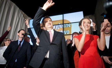 Janusz Palikot po ogłoszeniu sondażowych wyników wyborów parlamentarnych