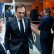 Minister finansów Polski Andrzej Domański opuszcza spotkanie ministrów finansów i prezesów banków ce