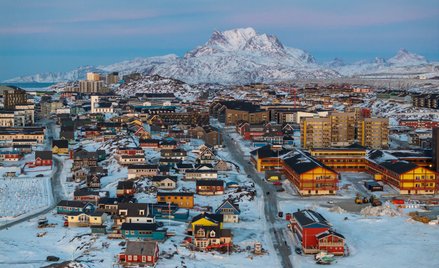 Nuuk na Grenlandii, widok z drona